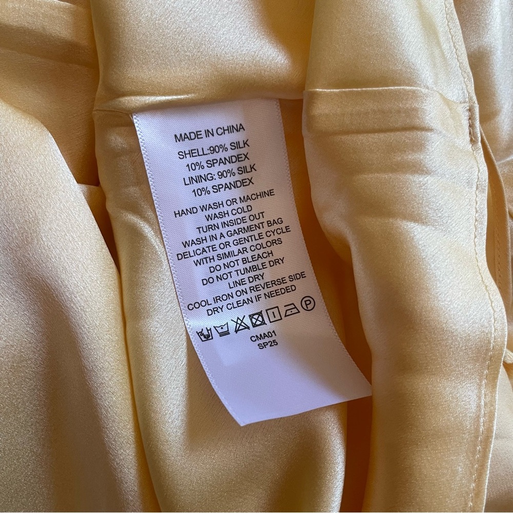 Quince Washable Stretch Silk High Neck Midi Dress Butter Yellow Large NWT - Picture 15 of 16